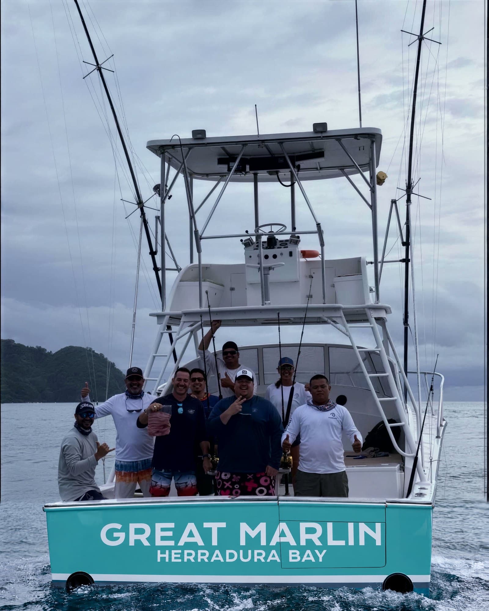 Charter crew on the back deck of the Great Marlin